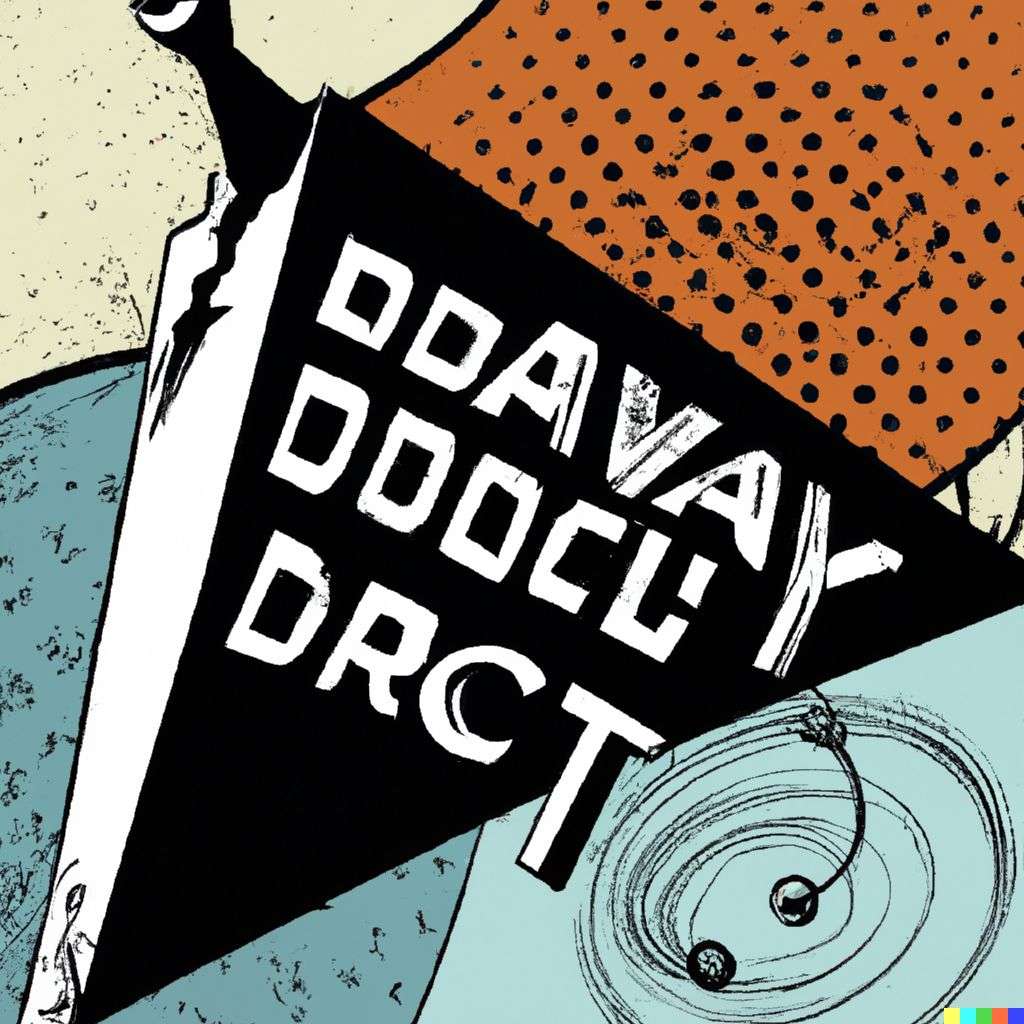 the discovery of gravity, retro comic art, triadic color scheme